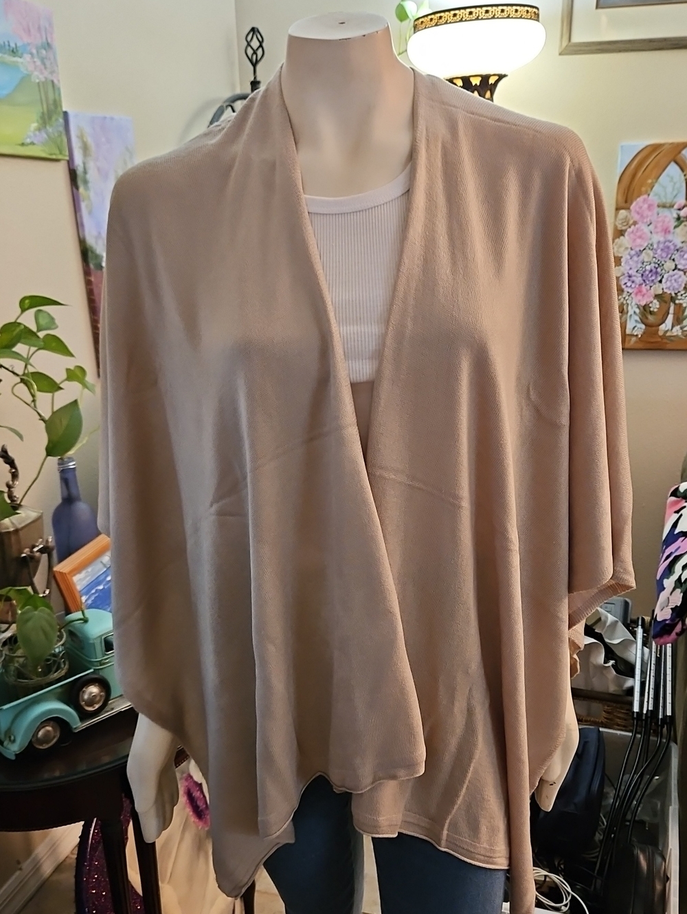 Simply Noelle Bordeaux Cardi Wrap In Khaki